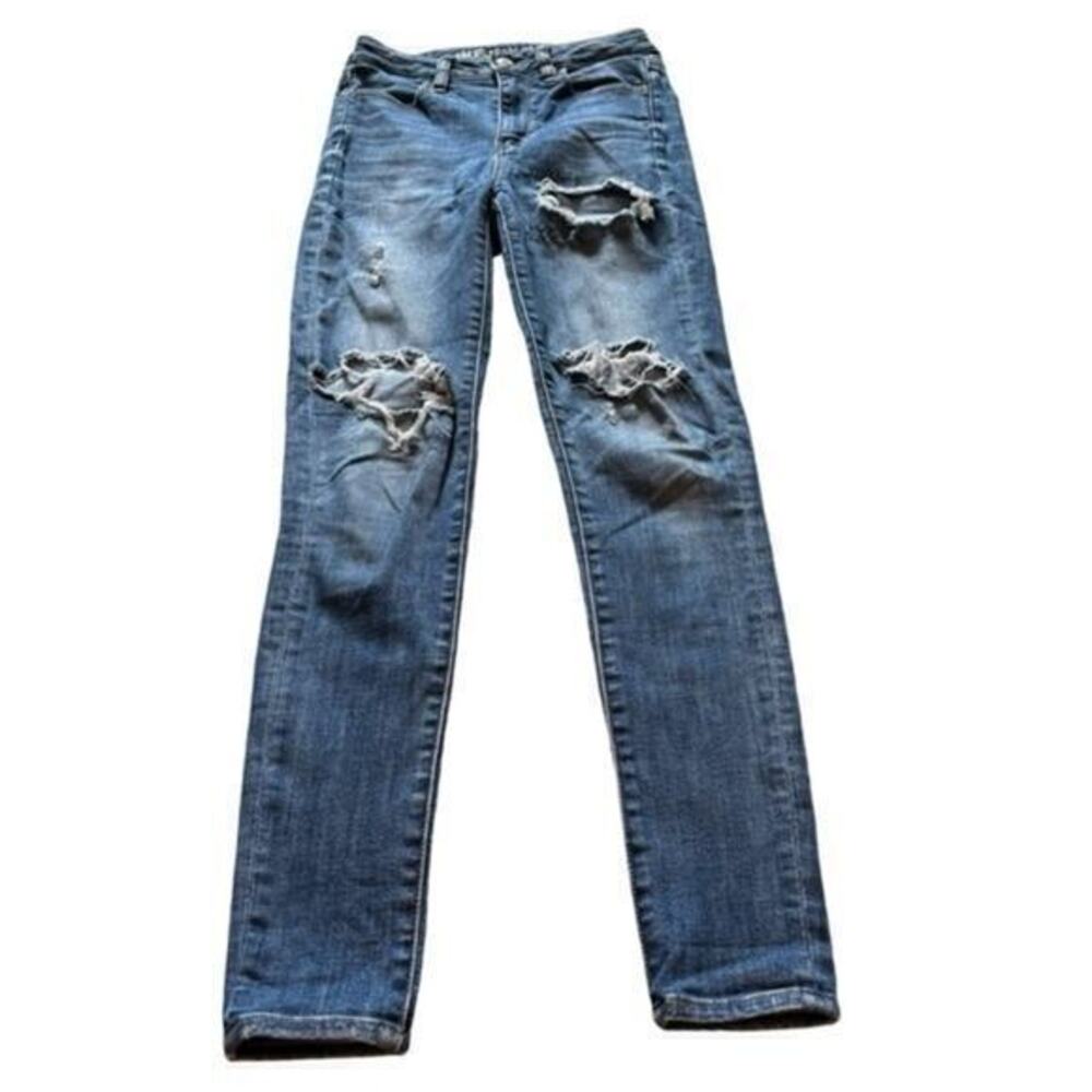 American Eagle super high rise distressed jean jeggings